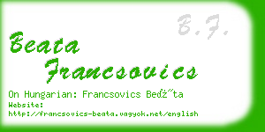 beata francsovics business card